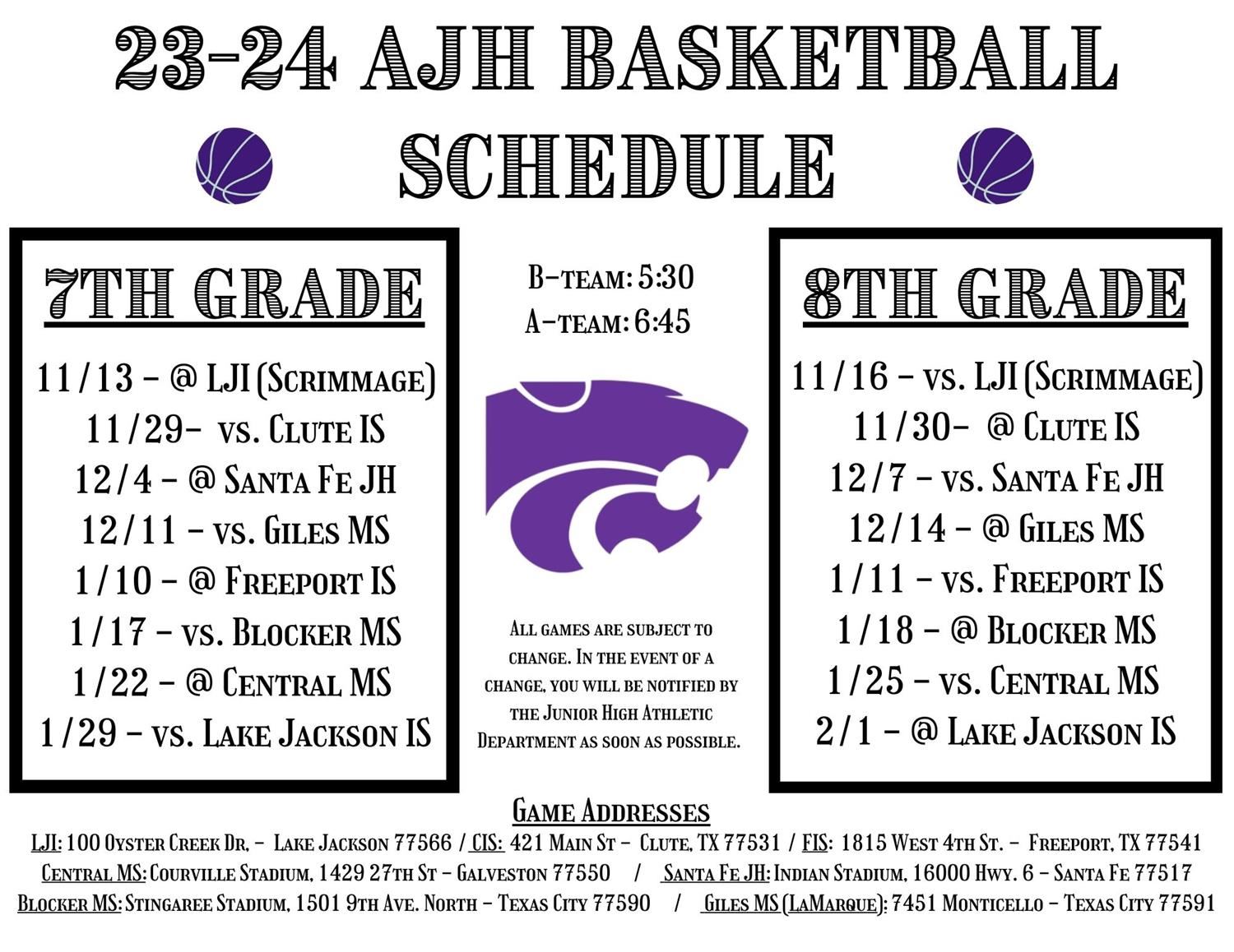 Basketball Schedule